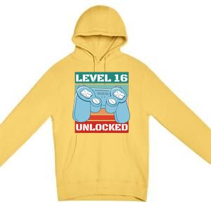 Level 16 Unlocked Gaming Retro Premium Pullover Hoodie