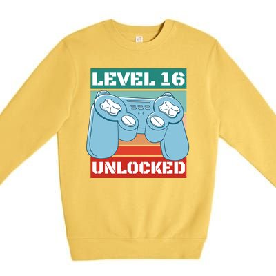 Level 16 Unlocked Gaming Retro Premium Crewneck Sweatshirt