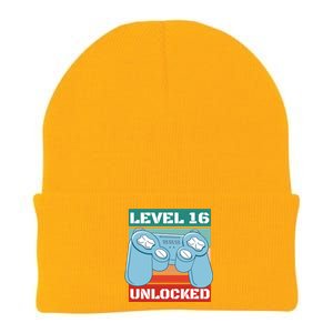 Level 16 Unlocked Gaming Retro Knit Cap Winter Beanie