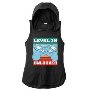 Level 16 Unlocked Gaming Retro Ladies PosiCharge Tri-Blend Wicking Draft Hoodie Tank