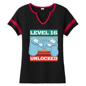 Level 16 Unlocked Gaming Retro Ladies Halftime Notch Neck Tee