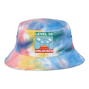 Level 16 Unlocked Gaming Retro Tie Dye Newport Bucket Hat