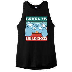 Level 16 Unlocked Gaming Retro Ladies PosiCharge Tri-Blend Wicking Tank