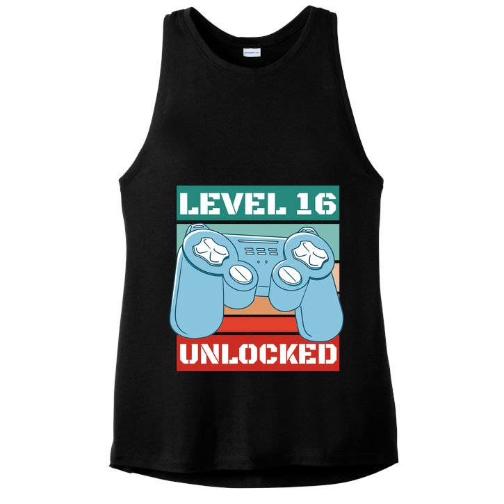 Level 16 Unlocked Gaming Retro Ladies PosiCharge Tri-Blend Wicking Tank