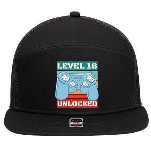 Level 16 Unlocked Gaming Retro 7 Panel Mesh Trucker Snapback Hat