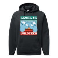 Level 16 Unlocked Gaming Retro Performance Fleece Hoodie