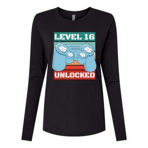 Level 16 Unlocked Gaming Retro Womens Cotton Relaxed Long Sleeve T-Shirt