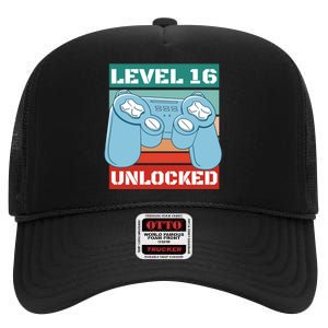 Level 16 Unlocked Gaming Retro High Crown Mesh Back Trucker Hat