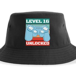 Level 16 Unlocked Gaming Retro Sustainable Bucket Hat