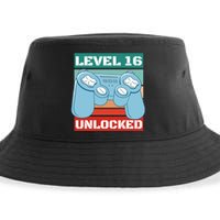 Level 16 Unlocked Gaming Retro Sustainable Bucket Hat