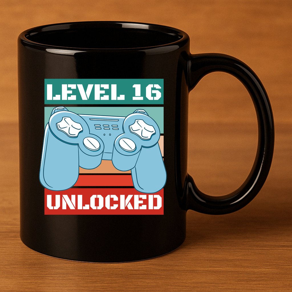 Level 16 Unlocked Gaming Retro 11oz C Handle Ceramic Mug