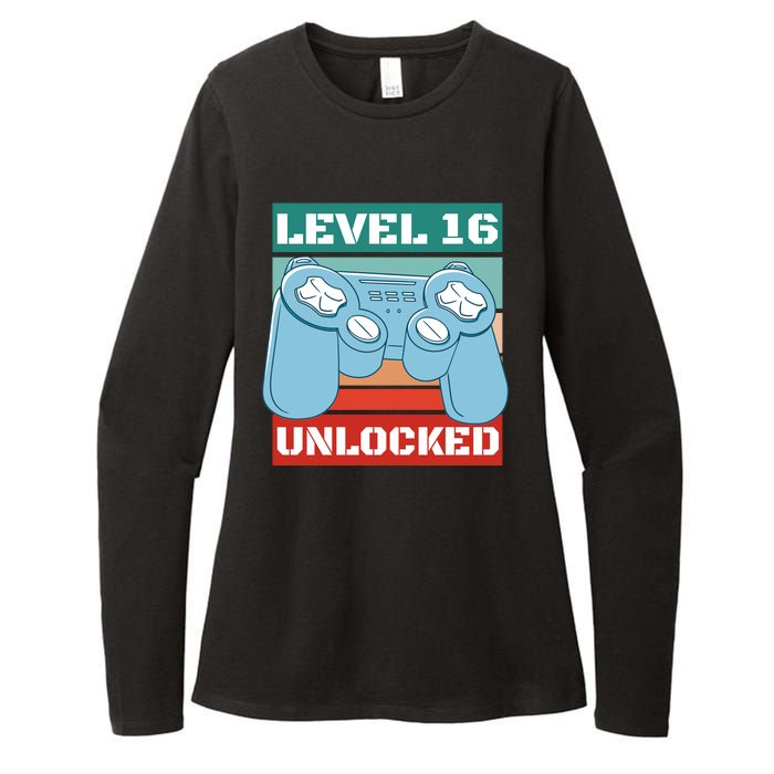 Level 16 Unlocked Gaming Retro Womens CVC Long Sleeve Shirt