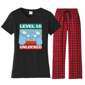 Level 16 Unlocked Gaming Retro Women's Flannel Pajama Set