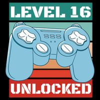Level 16 Unlocked Gaming Retro Flat Bill Trucker Hat