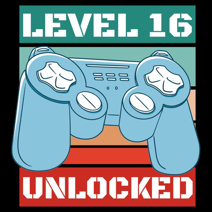 Level 16 Unlocked Gaming Retro Flat Bill Trucker Hat