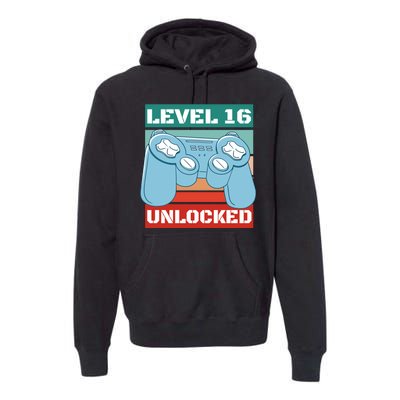 Level 16 Unlocked Gaming Retro Premium Hoodie