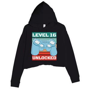 Level 16 Unlocked Gaming Retro Crop Fleece Hoodie