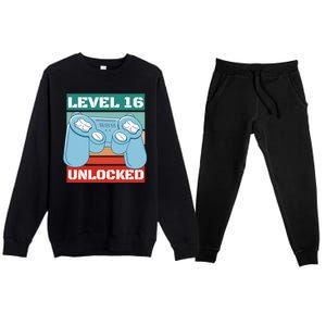 Level 16 Unlocked Gaming Retro Premium Crewneck Sweatsuit Set