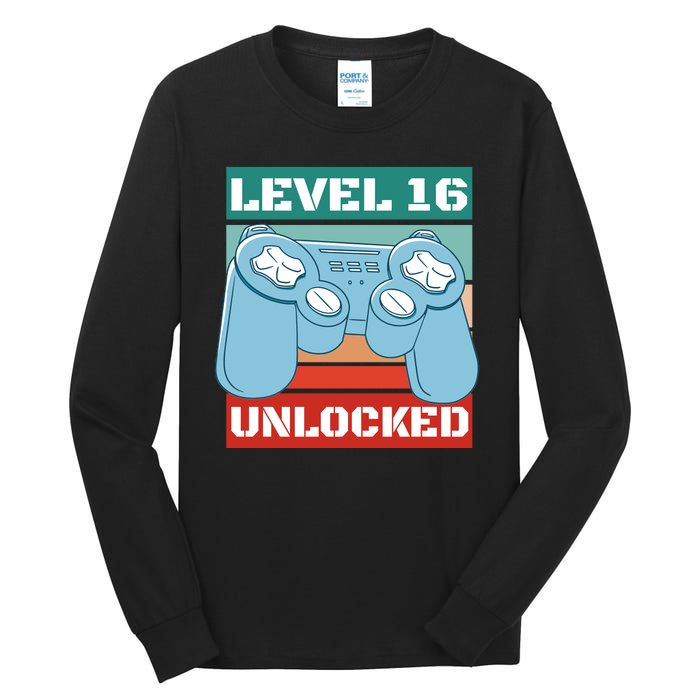 Level 16 Unlocked Gaming Retro Tall Long Sleeve T-Shirt