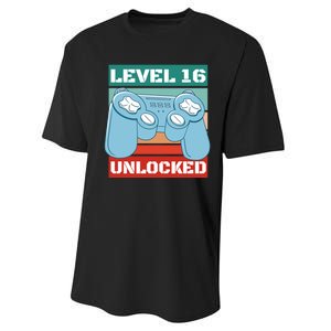 Level 16 Unlocked Gaming Retro Performance Sprint T-Shirt