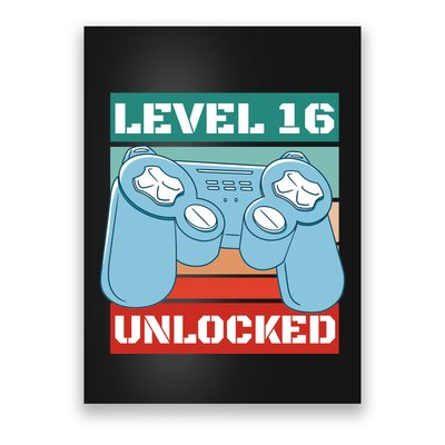 Level 16 Unlocked Gaming Retro Poster
