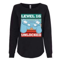 Level 16 Unlocked Gaming Retro Womens California Wash Sweatshirt