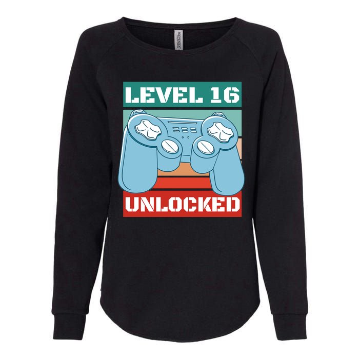 Level 16 Unlocked Gaming Retro Womens California Wash Sweatshirt