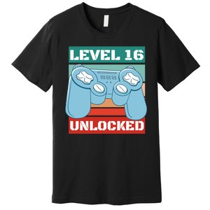 Level 16 Unlocked Gaming Retro Premium T-Shirt