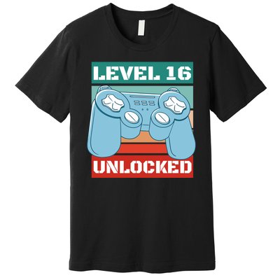 Level 16 Unlocked Gaming Retro Premium T-Shirt