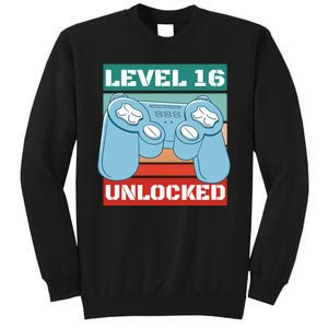 Level 16 Unlocked Gaming Retro Tall Sweatshirt