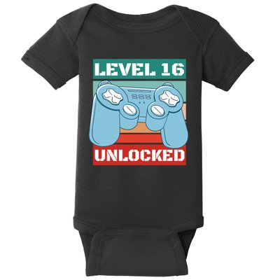 Level 16 Unlocked Gaming Retro Baby Bodysuit