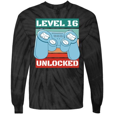 Level 16 Unlocked Gaming Retro Tie-Dye Long Sleeve Shirt