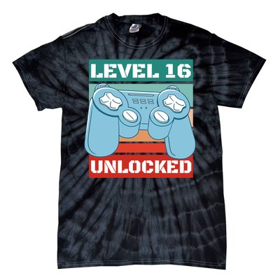 Level 16 Unlocked Gaming Retro Tie-Dye T-Shirt