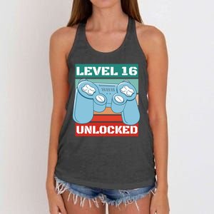 Level 16 Unlocked Gaming Retro Women's Knotted Racerback Tank