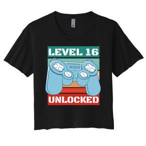 Level 16 Unlocked Gaming Retro Women's Crop Top Tee