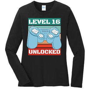 Level 16 Unlocked Gaming Retro Ladies Long Sleeve Shirt