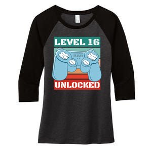 Level 16 Unlocked Gaming Retro Women's Tri-Blend 3/4-Sleeve Raglan Shirt