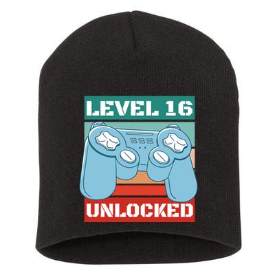 Level 16 Unlocked Gaming Retro Short Acrylic Beanie