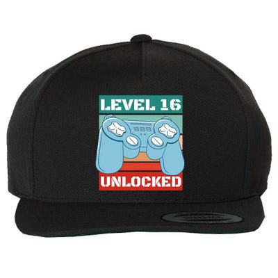 Level 16 Unlocked Gaming Retro Wool Snapback Cap