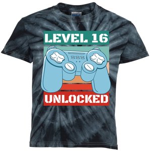 Level 16 Unlocked Gaming Retro Kids Tie-Dye T-Shirt