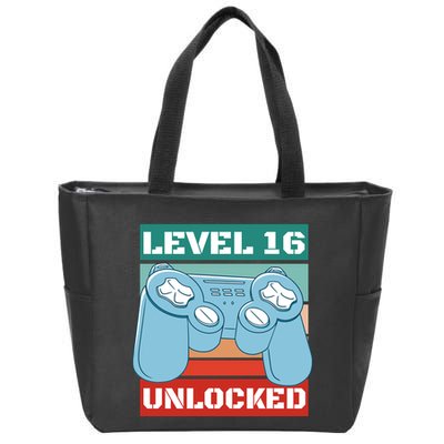 Level 16 Unlocked Gaming Retro Zip Tote Bag