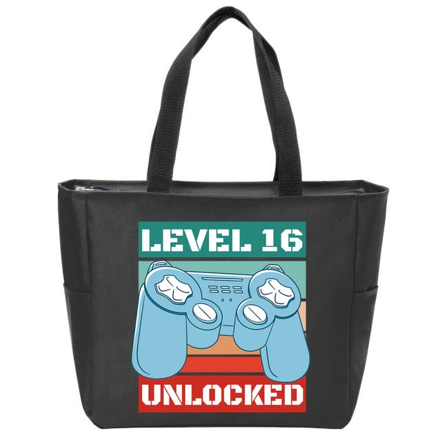 Level 16 Unlocked Gaming Retro Zip Tote Bag