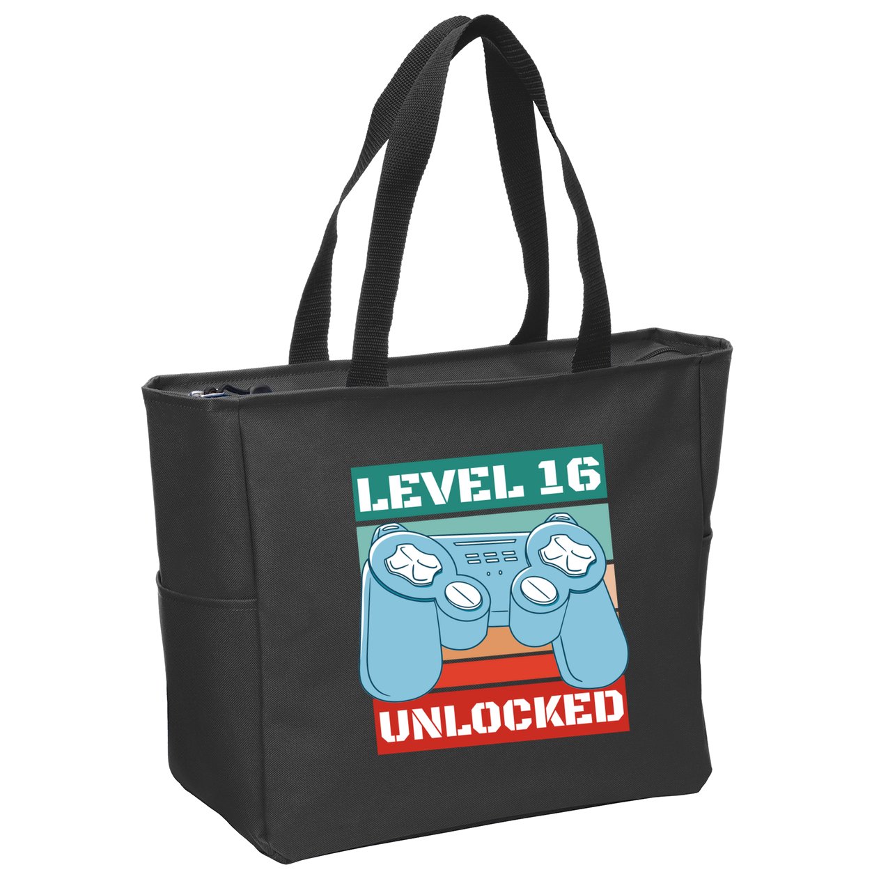 Level 16 Unlocked Gaming Retro Zip Tote Bag