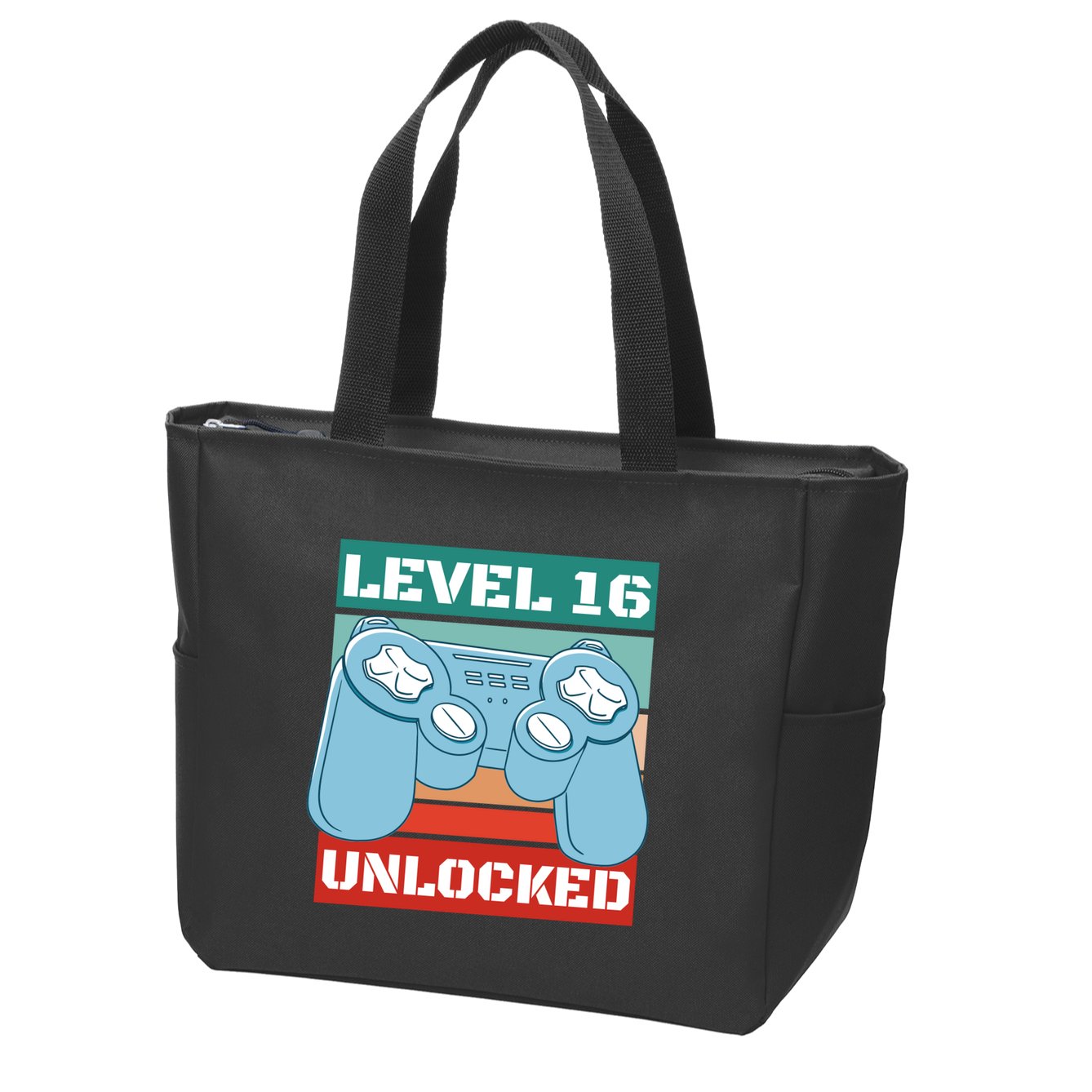 Level 16 Unlocked Gaming Retro Zip Tote Bag