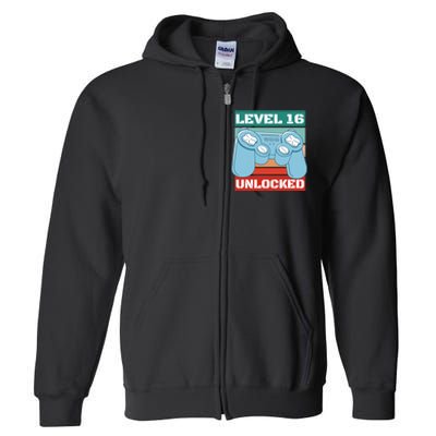 Level 16 Unlocked Gaming Retro Full Zip Hoodie