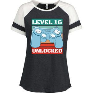 Level 16 Unlocked Gaming Retro Enza Ladies Jersey Colorblock Tee