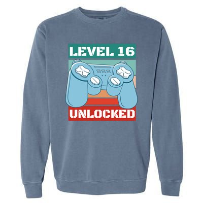 Level 16 Unlocked Gaming Retro Garment-Dyed Sweatshirt