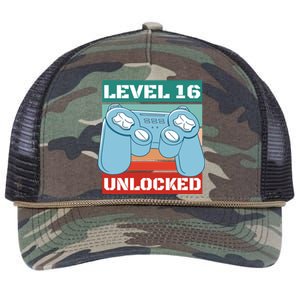 Level 16 Unlocked Gaming Retro Retro Rope Trucker Hat Cap