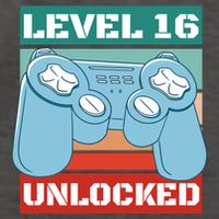Level 16 Unlocked Gaming Retro Vector Backpack