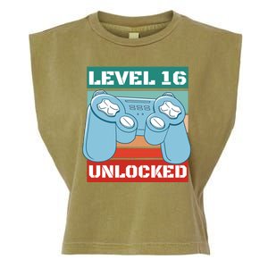 Level 16 Unlocked Gaming Retro Garment-Dyed Women's Muscle Tee